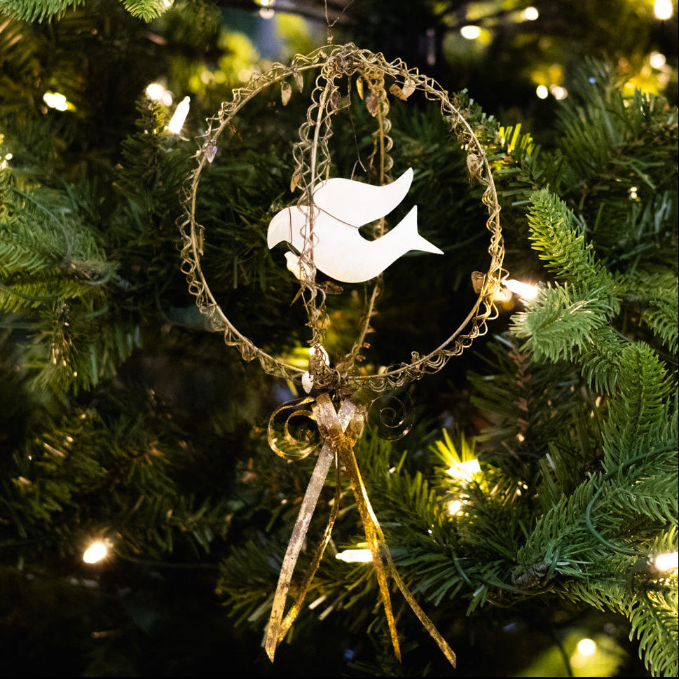 Wire Globe Dove Ornament