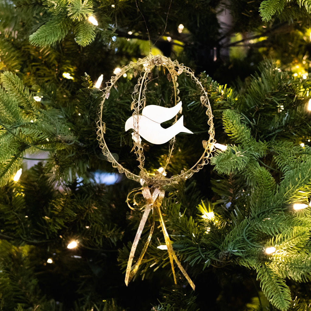 Wire Globe Dove Ornament