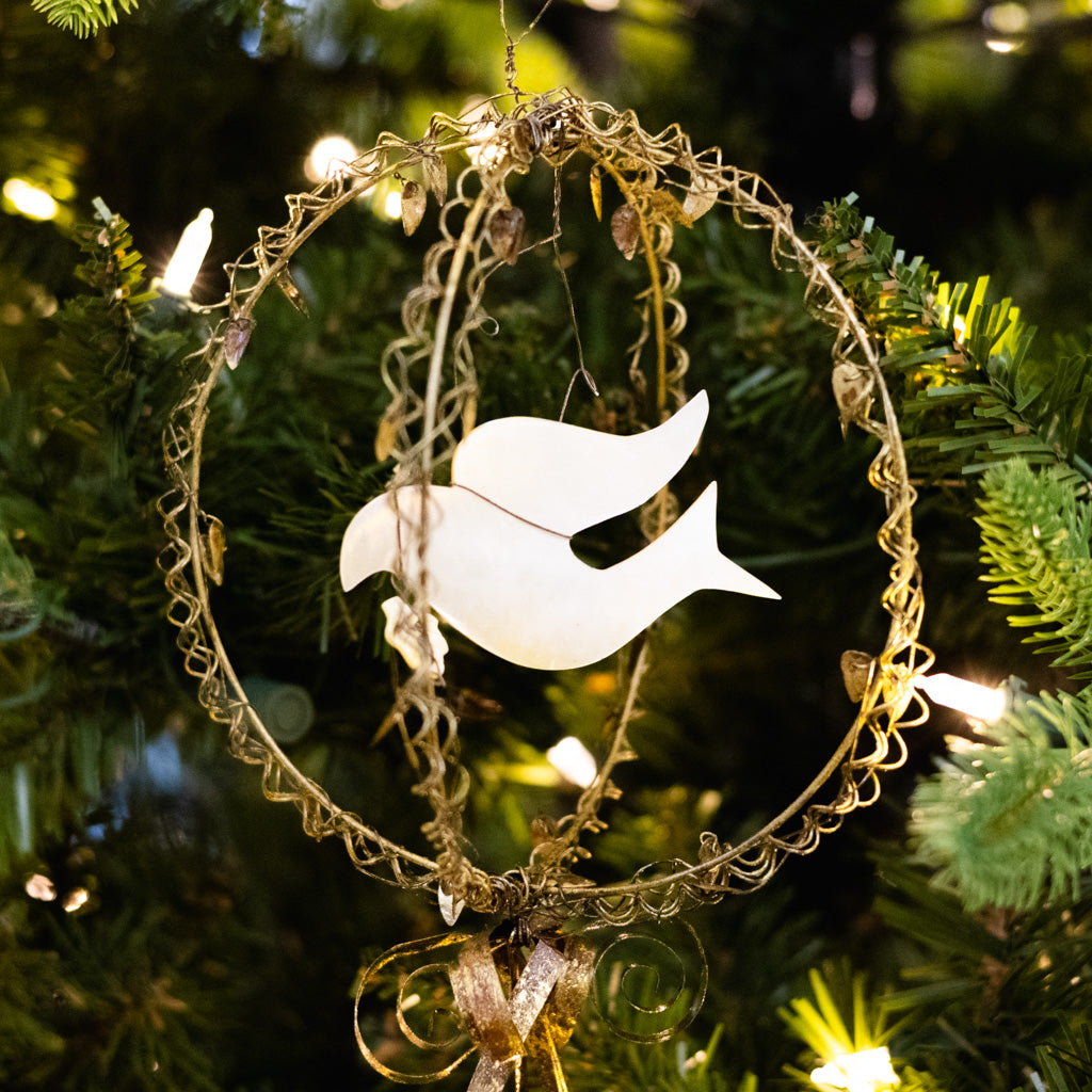 Wire Globe Dove Ornament