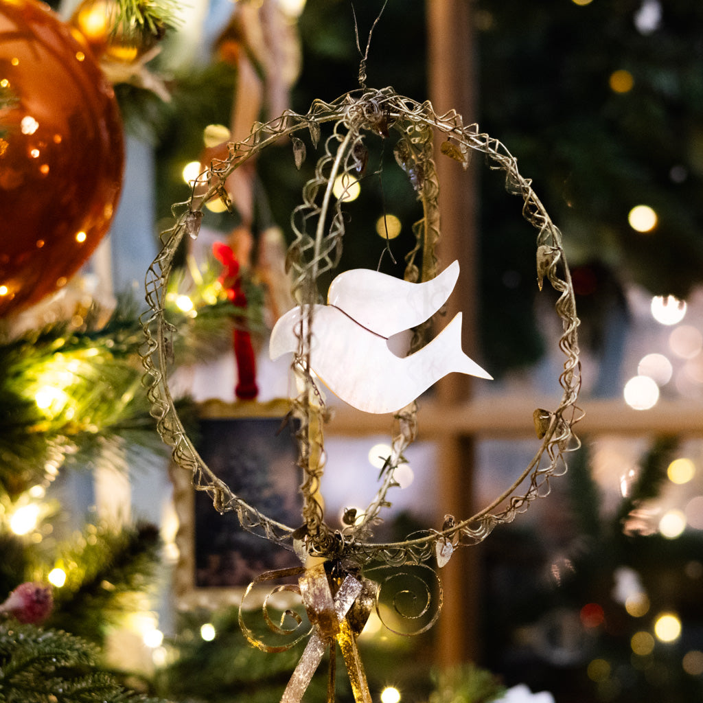 Wire Globe Dove Ornament