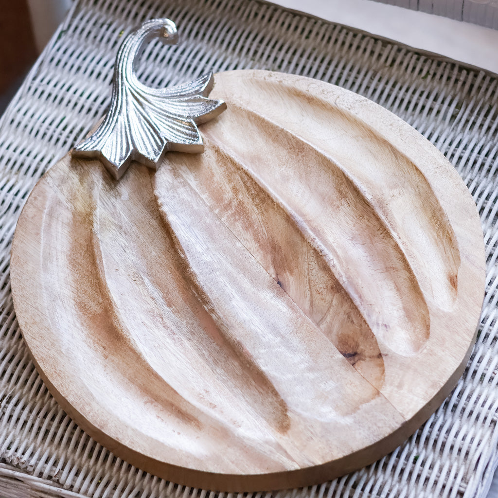 Pumpkin Plate Wood and Aluminum
