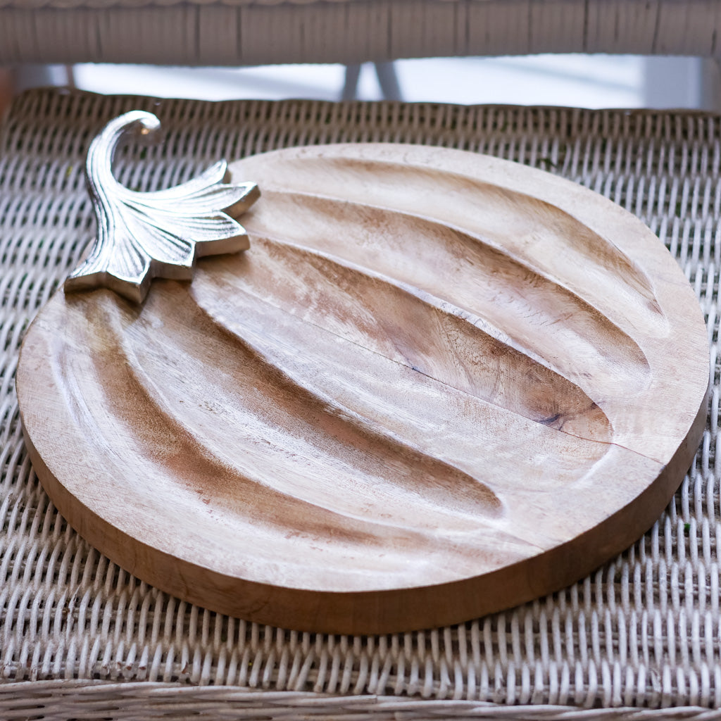 Pumpkin Plate Wood and Aluminum