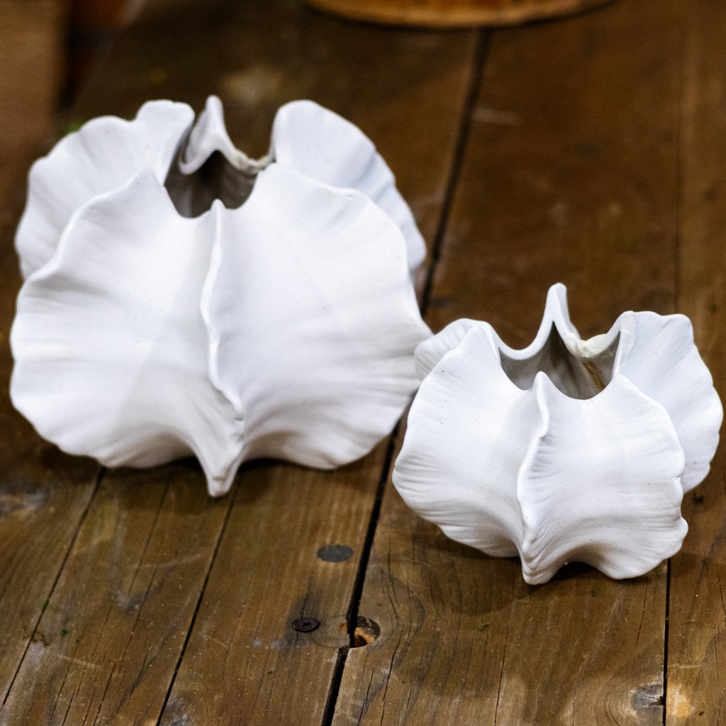 White Ceramic Pod Vase Short