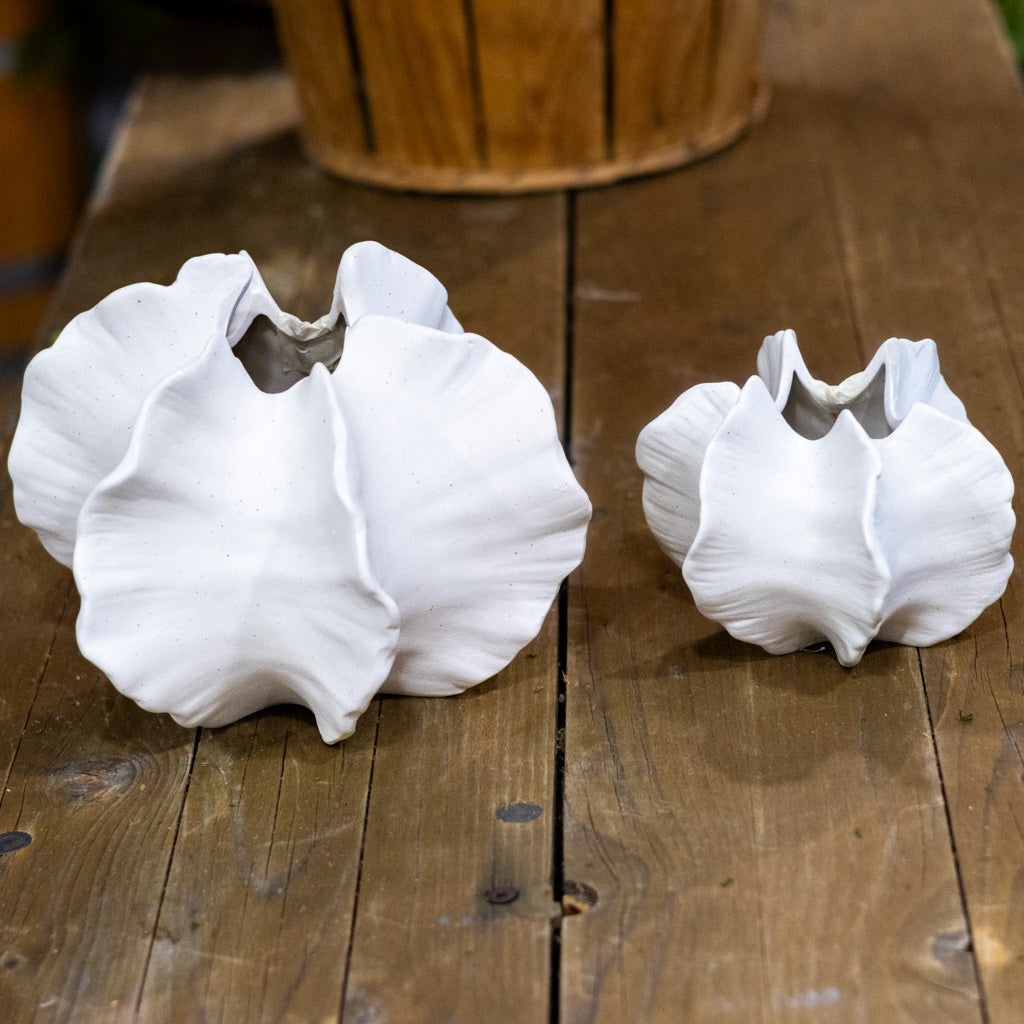White Ceramic Pod Vase Short