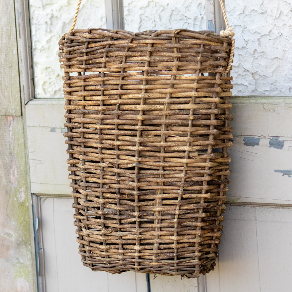 Small Woven Door Basket with Rope Hanger