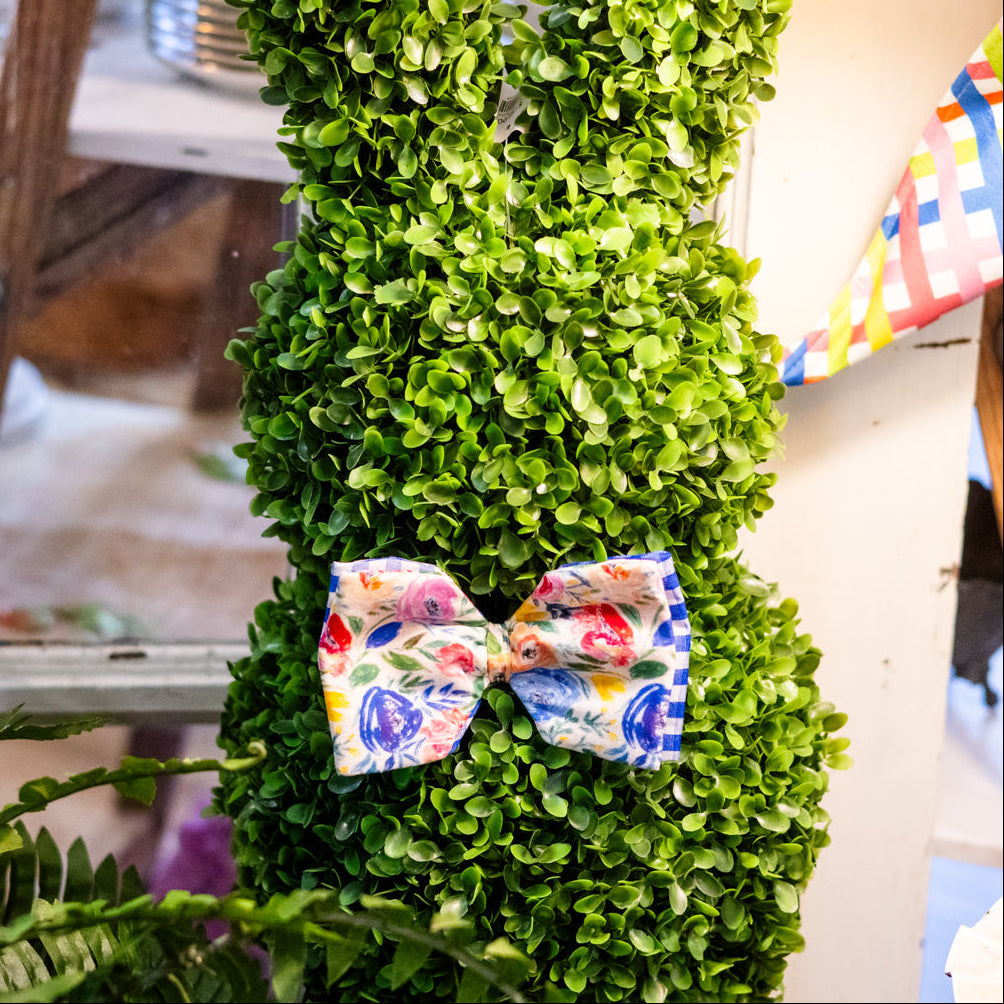 Hand Drawn Poplin Floral Bow Clip