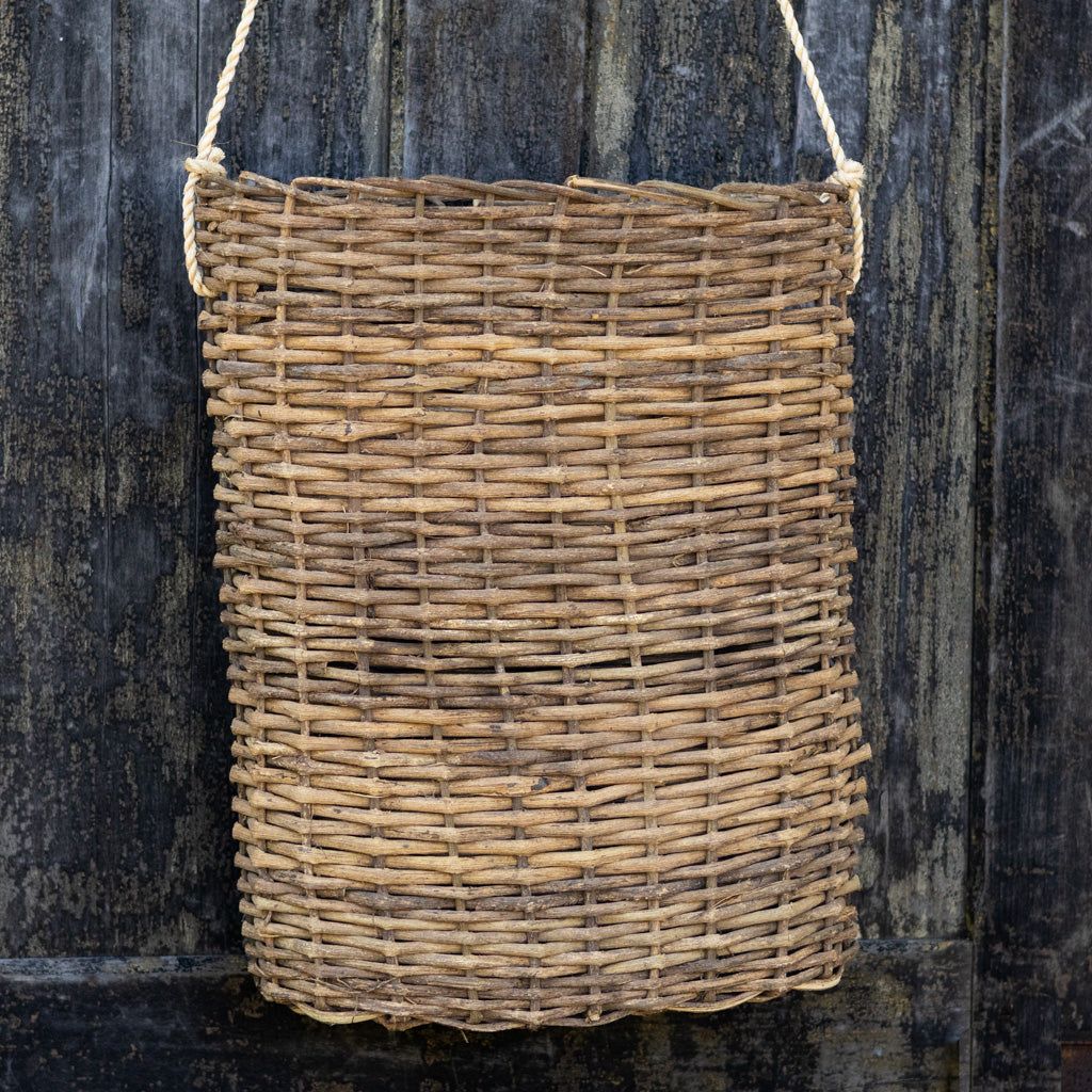Large Woven Door Basket with Rope Hanger