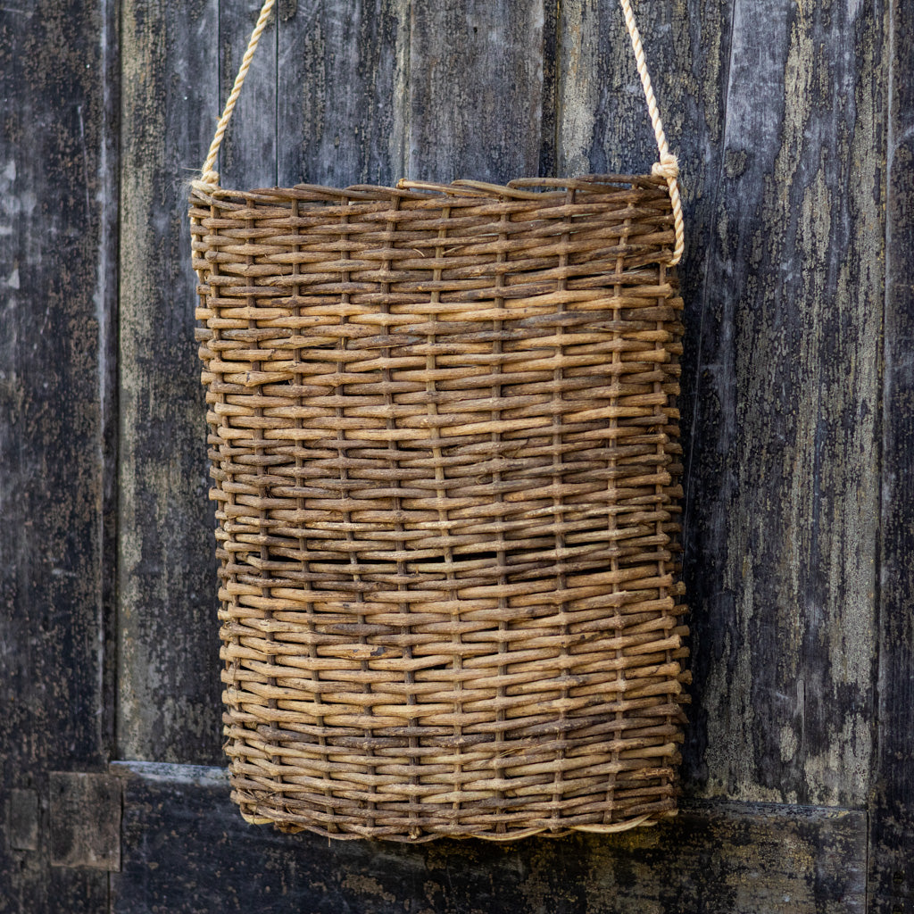 Large Woven Door Basket with Rope Hanger