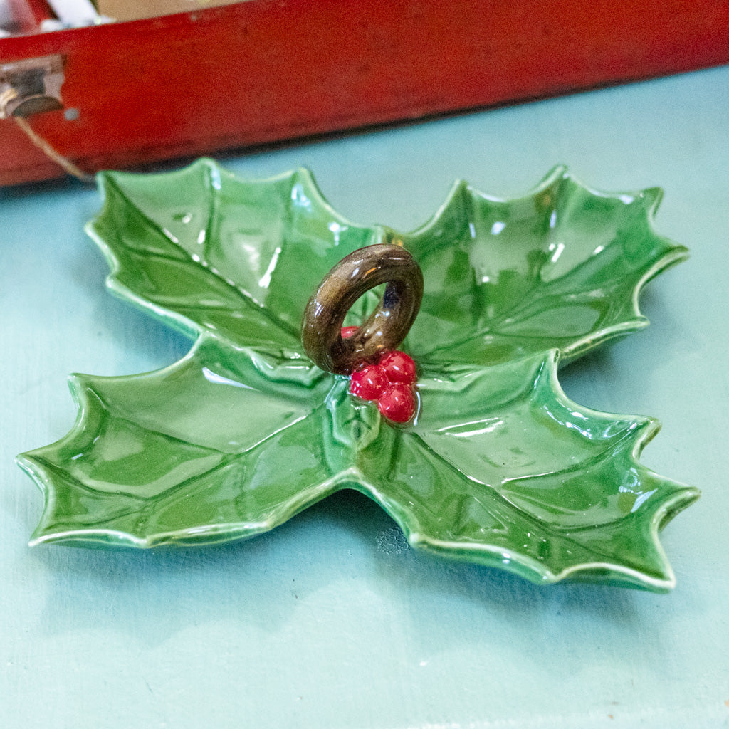 Ceramic Holly Leaf Shaped Dish