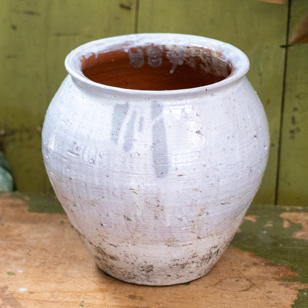 Arthur Medium Terracotta Glazed Cream Gray Brown Vase