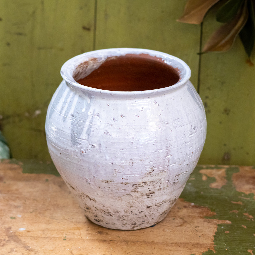 Arthur Medium Terracotta Glazed Cream Gray Brown Vase