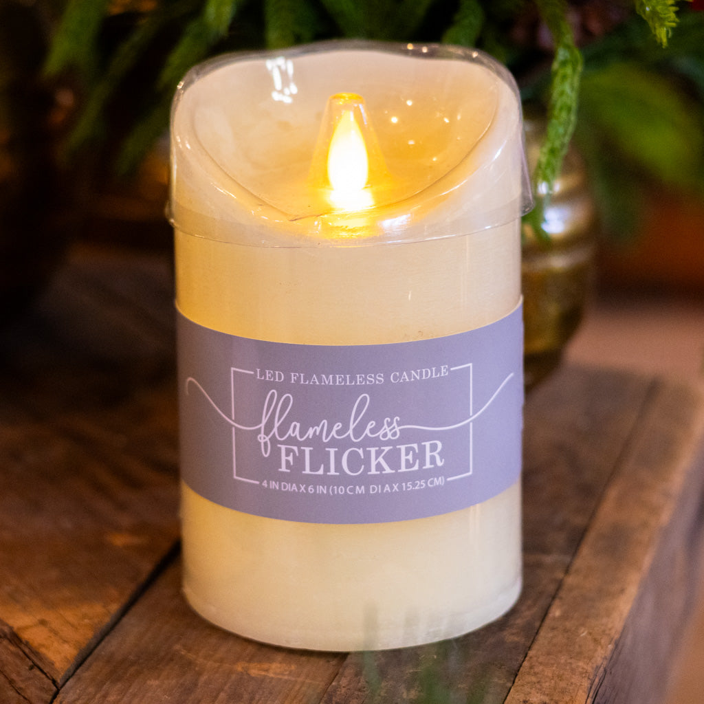 Flameless Flickering Candle with Timer Ivory Medium