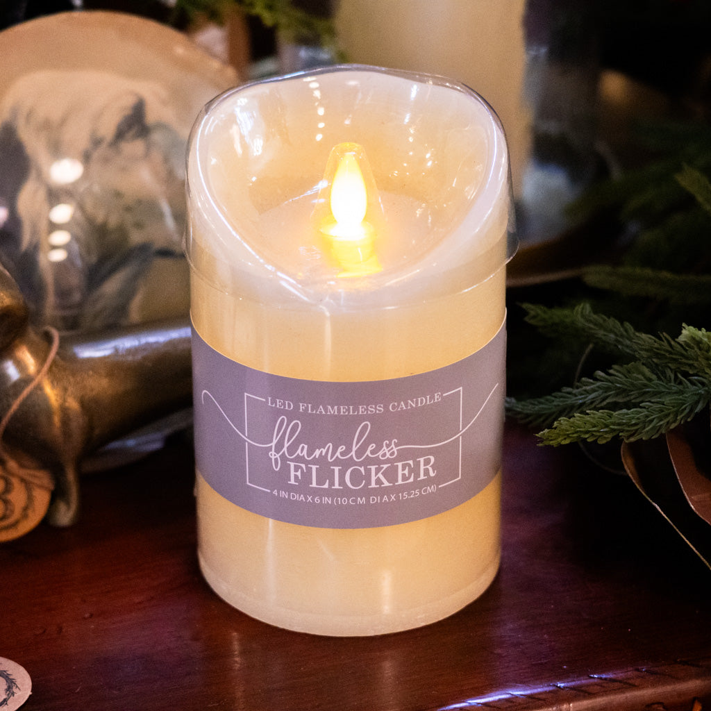Flameless Flickering Candle with Timer Ivory Medium