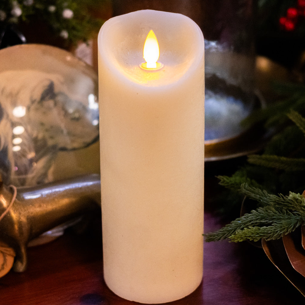 Flameless Flickering Candle with Timer Ivory Slim