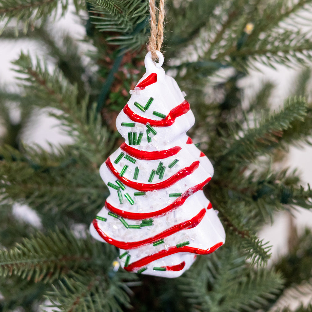 Christmas Tree Cake Glass Ornament