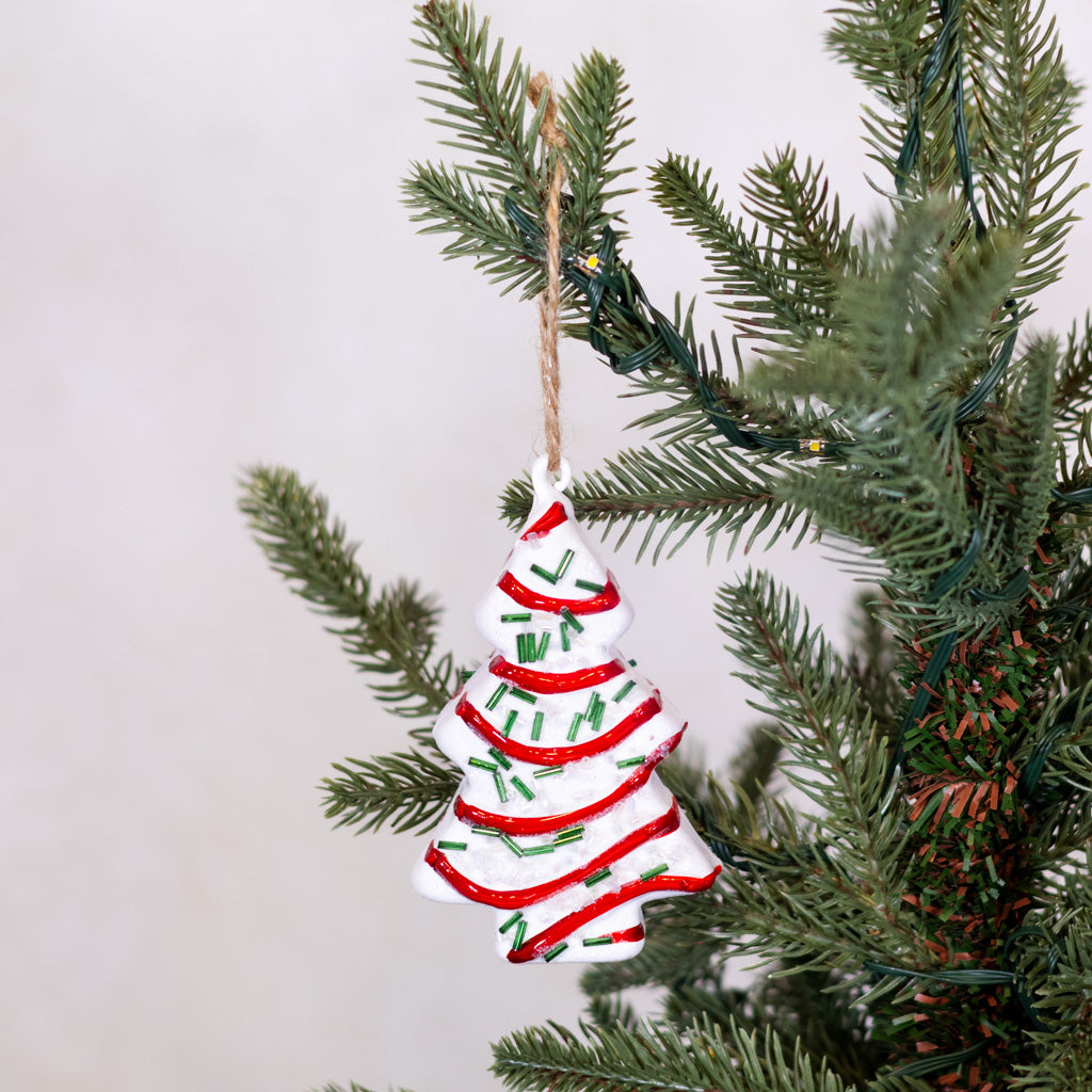 Christmas Tree Cake Glass Ornament