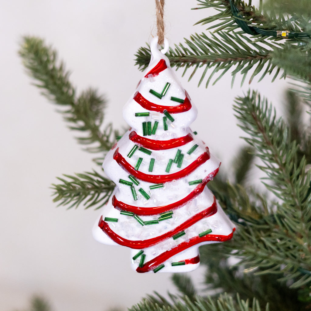 Christmas Tree Cake Glass Ornament