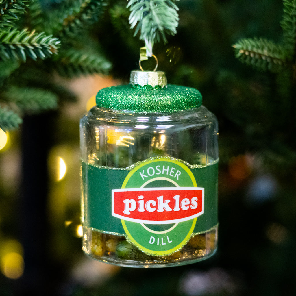 Kosher Dill Pickles Jar Glass Ornament