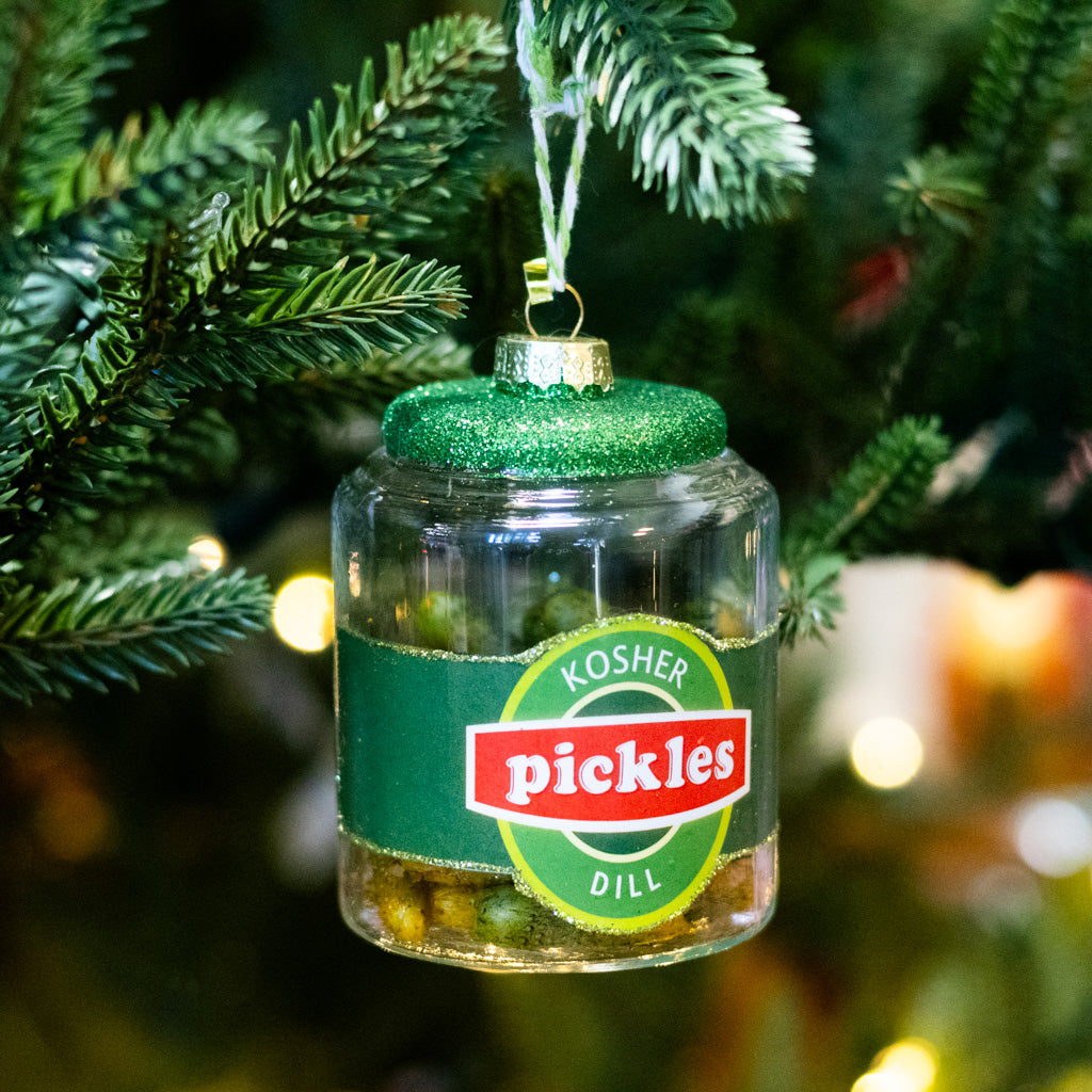 Kosher Dill Pickles Jar Glass Ornament