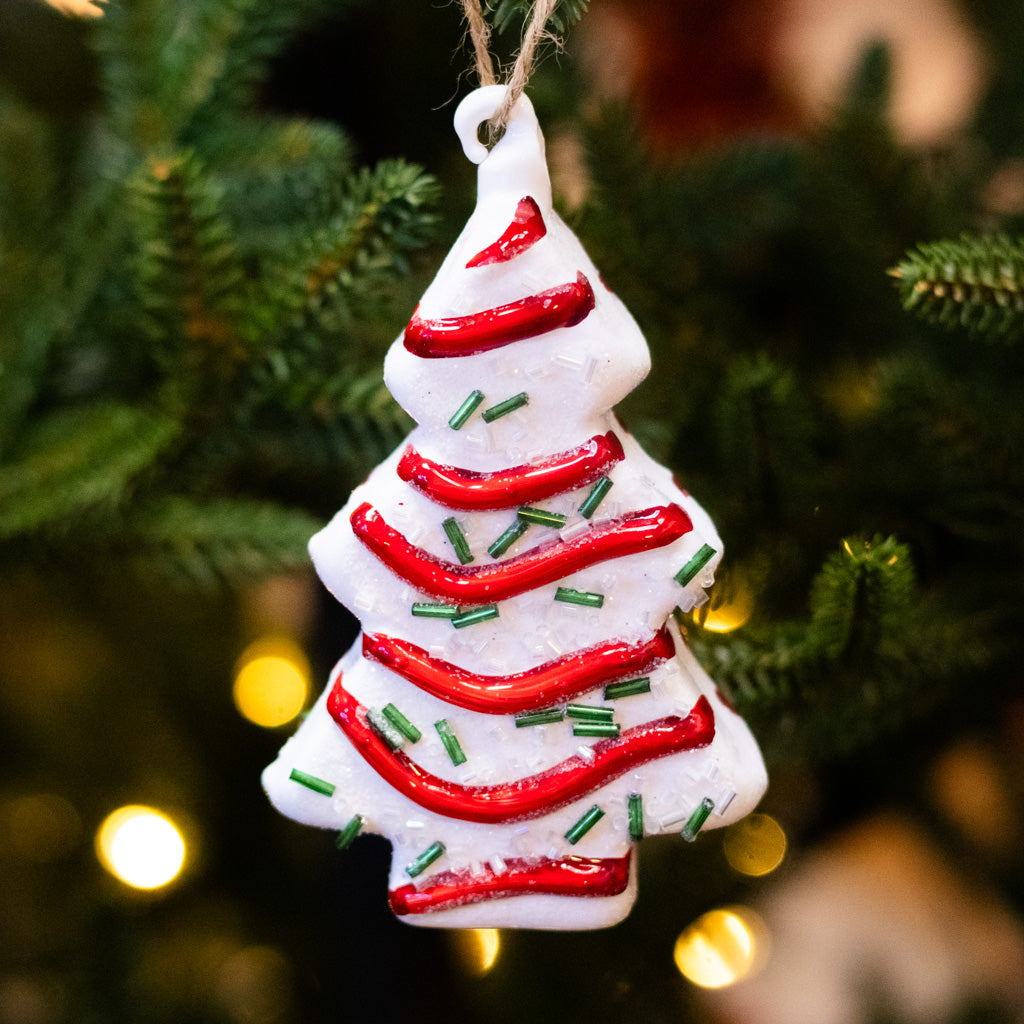 Christmas Tree Cake Glass Ornament