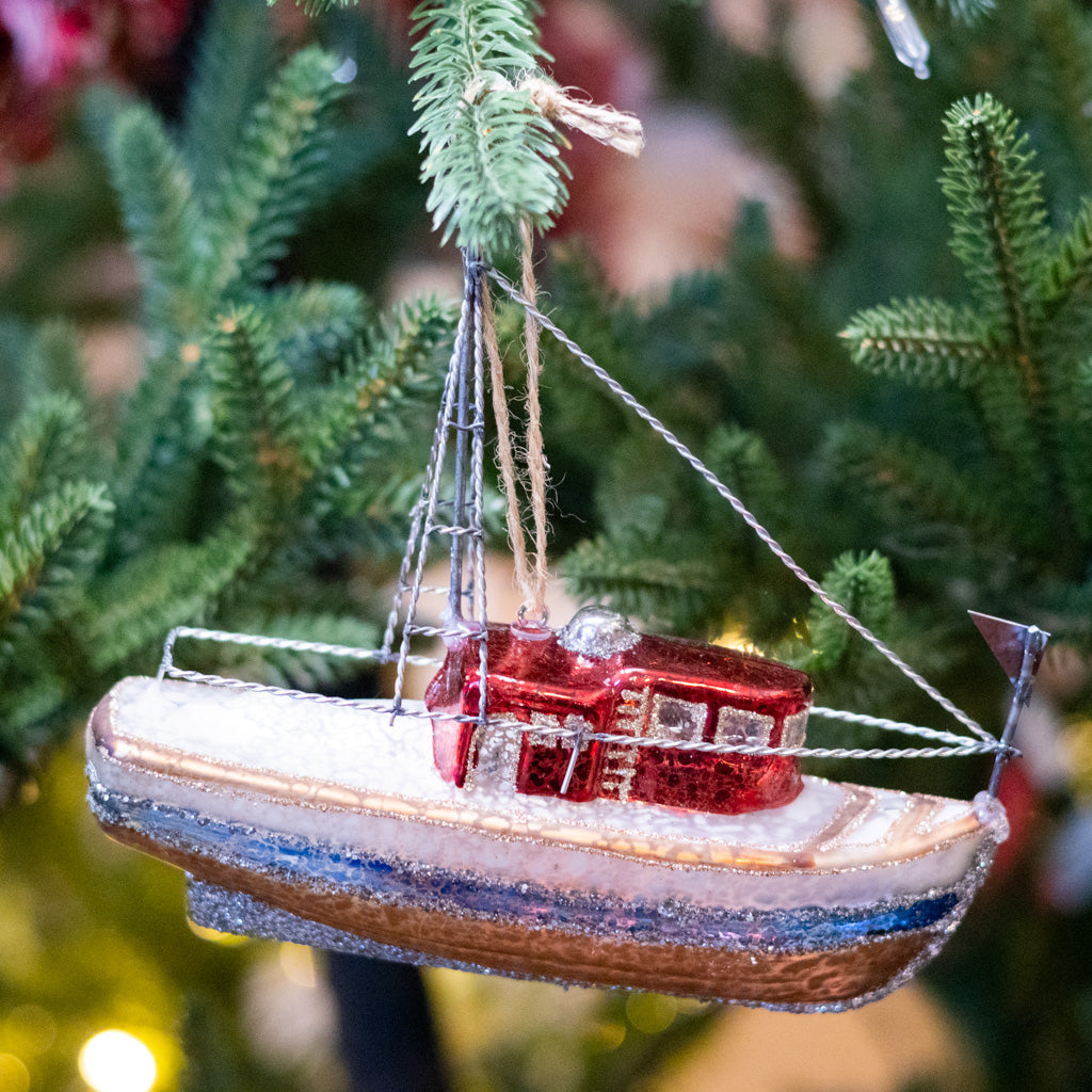 Glass Boat Ornament