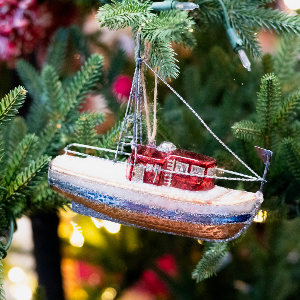 Glass Boat Ornament