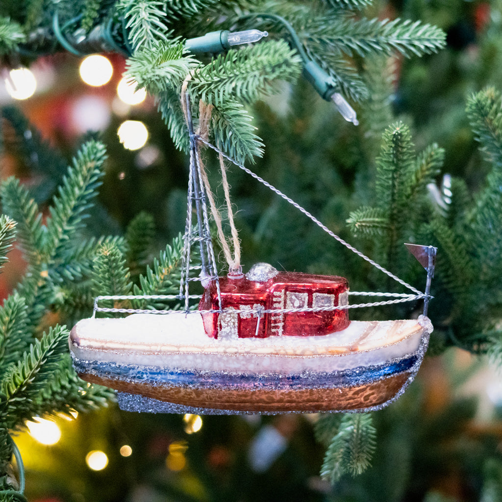 Glass Boat Ornament