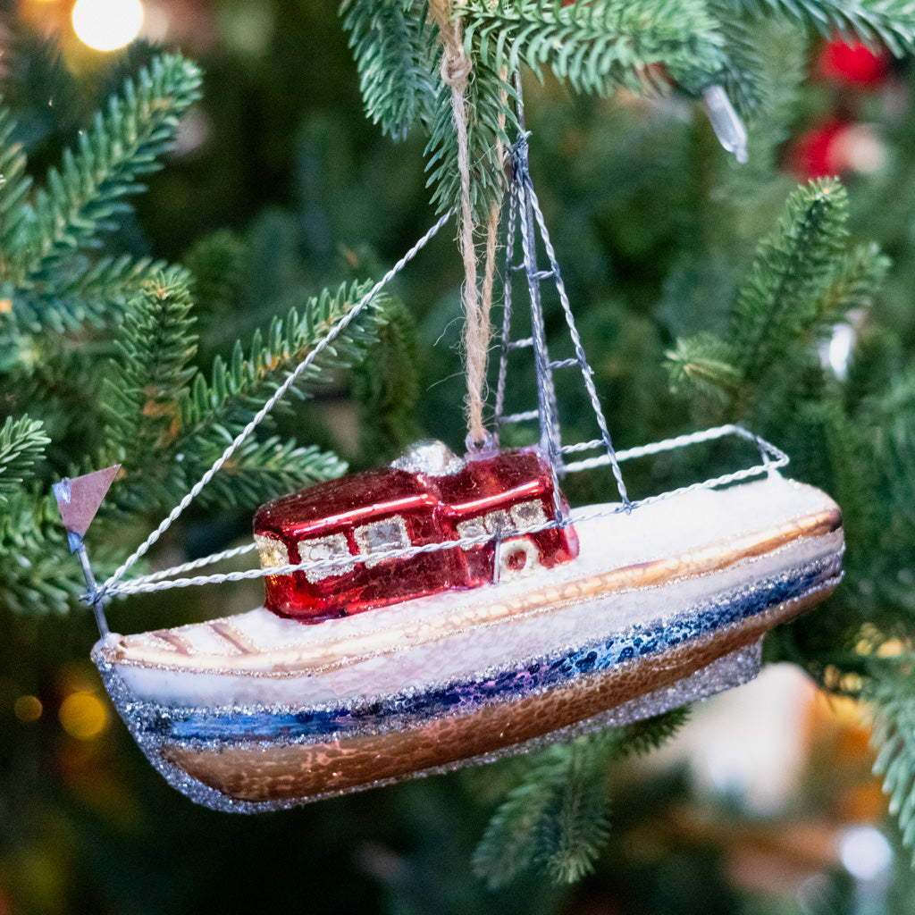 Glass Boat Ornament