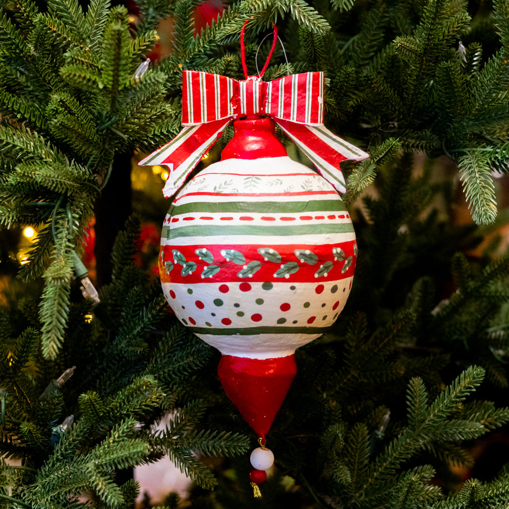 Pattern Dots Paper Mache Ornament