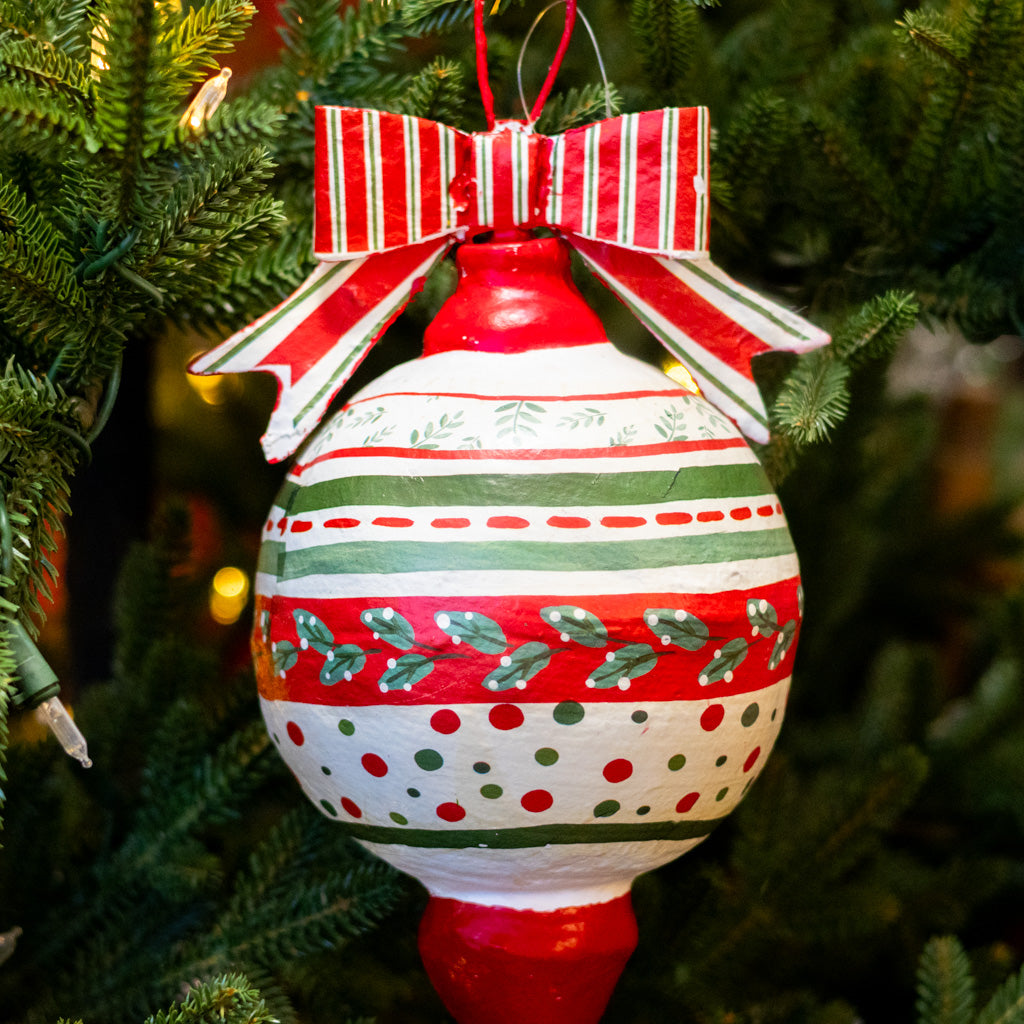 Pattern Dots Paper Mache Ornament