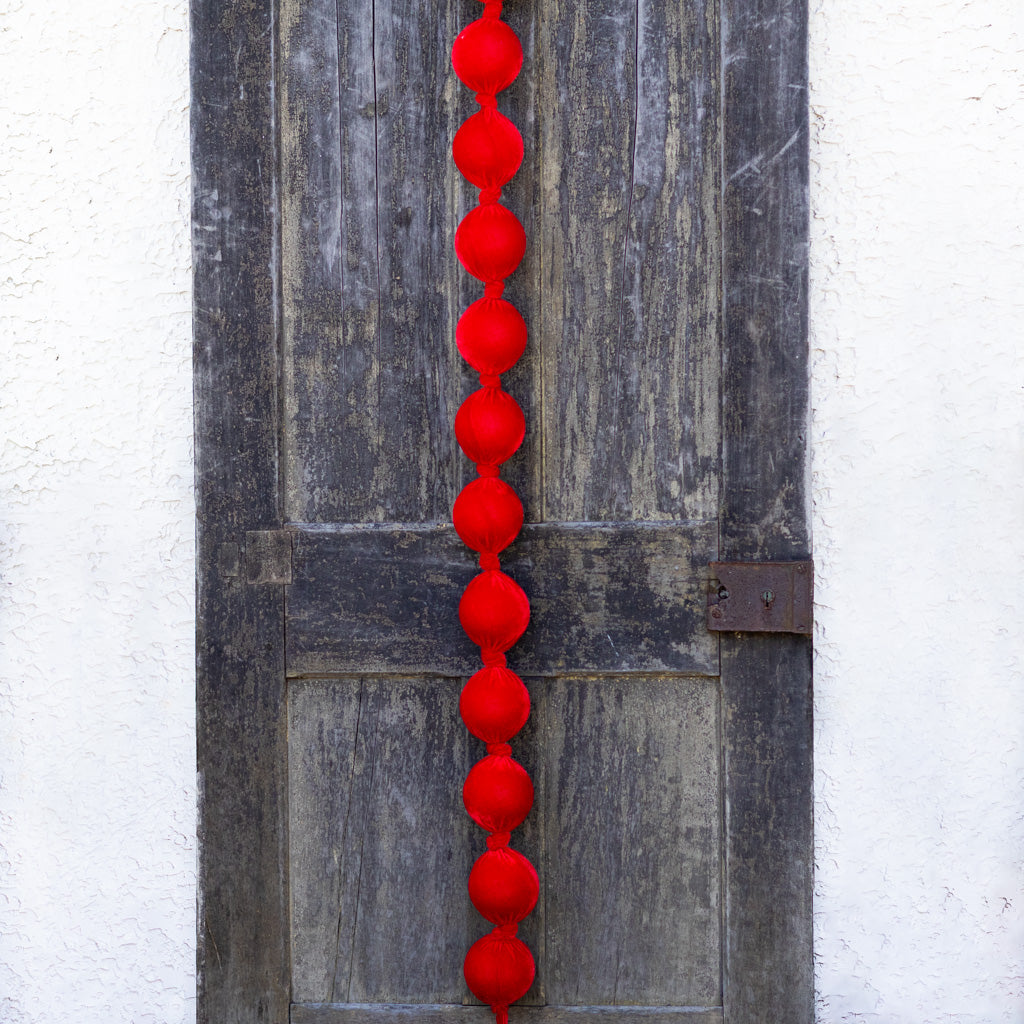 Red Velvet Styrofoam Ball Garland