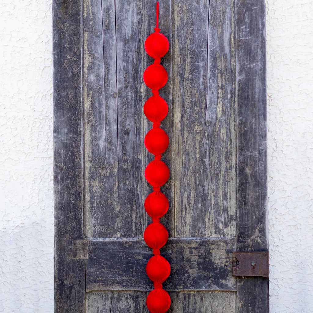 Red Velvet Styrofoam Ball Garland