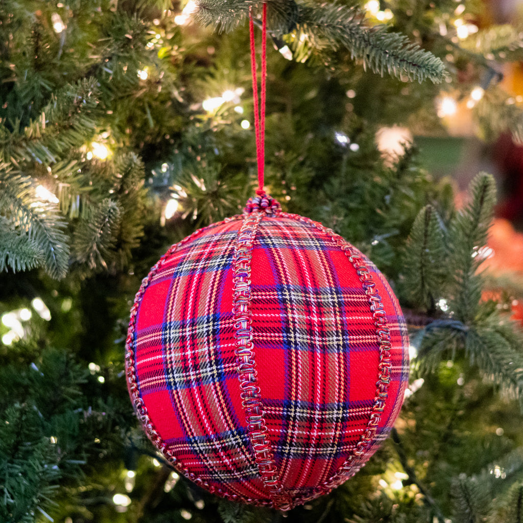 Plaid Ball Ornament Large