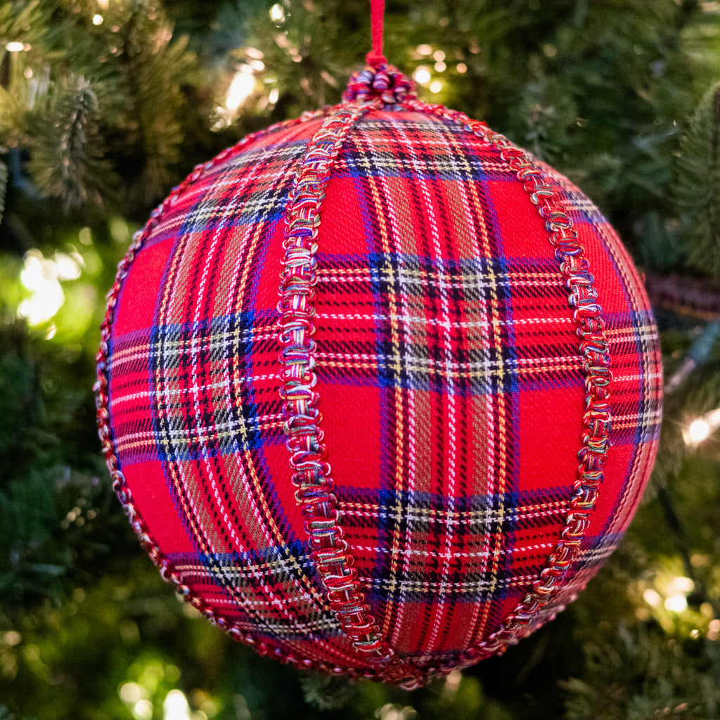 Plaid Ball Ornament Large