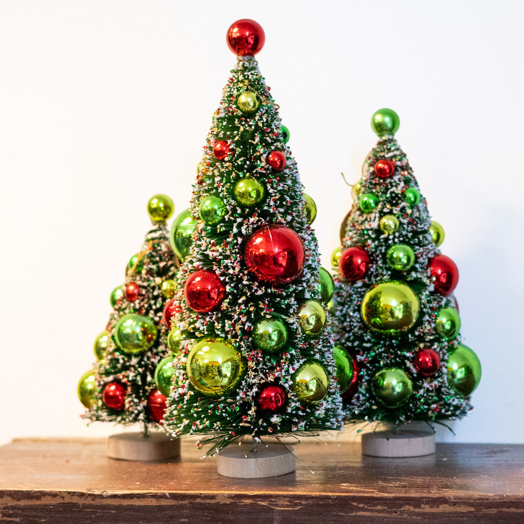 Tall Retro Red Green Sisal Tree Ornament