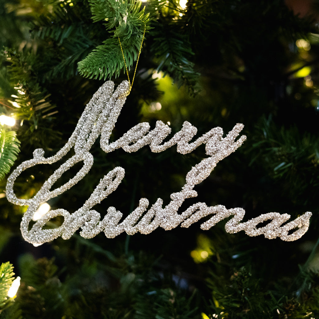 Merry Christmas Champagne Glitter Ornament