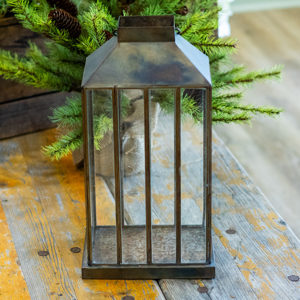 Metal Lantern with Glass Panels