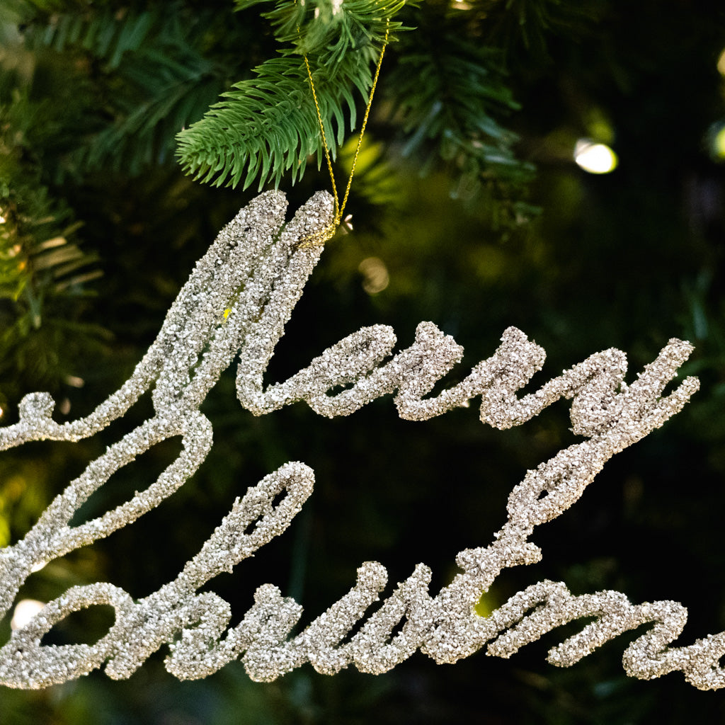 Merry Christmas Champagne Glitter Ornament