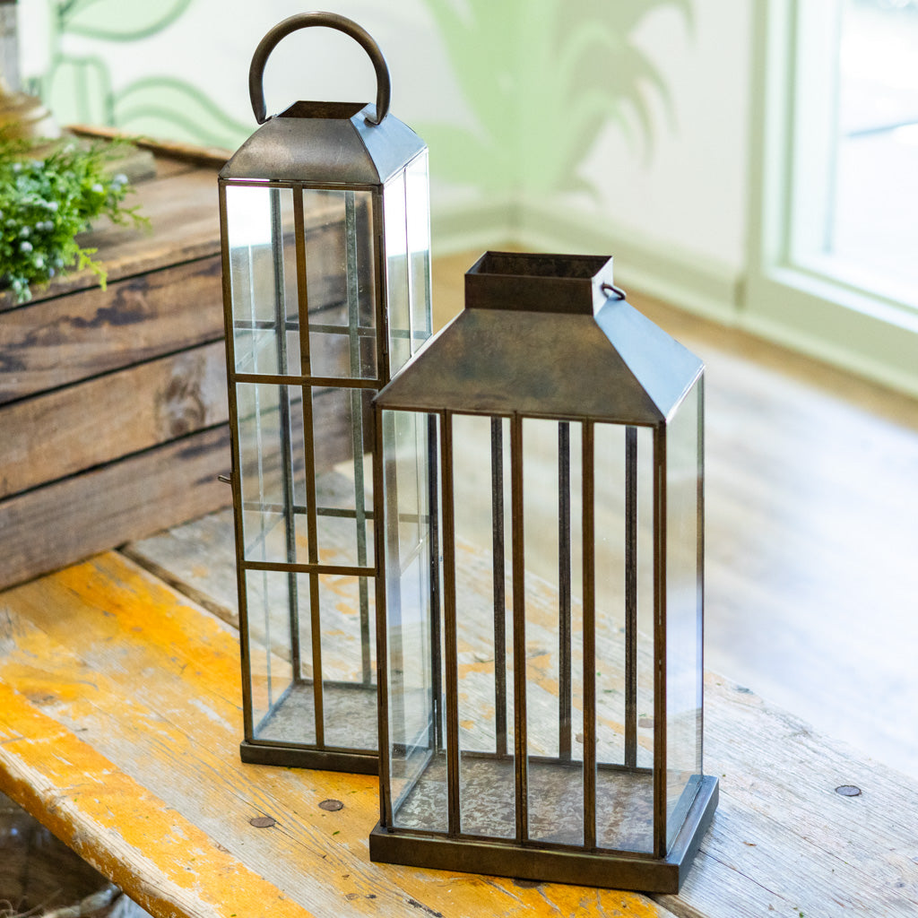 Metal Lantern with Glass Panels