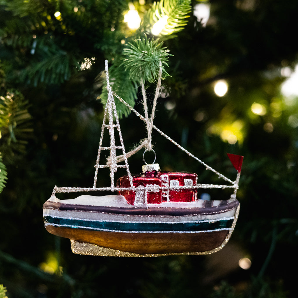 Glass Boat Ornament