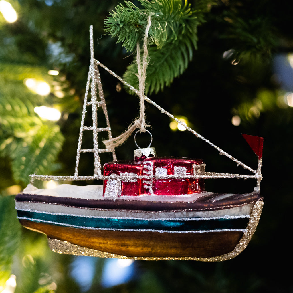 Glass Boat Ornament
