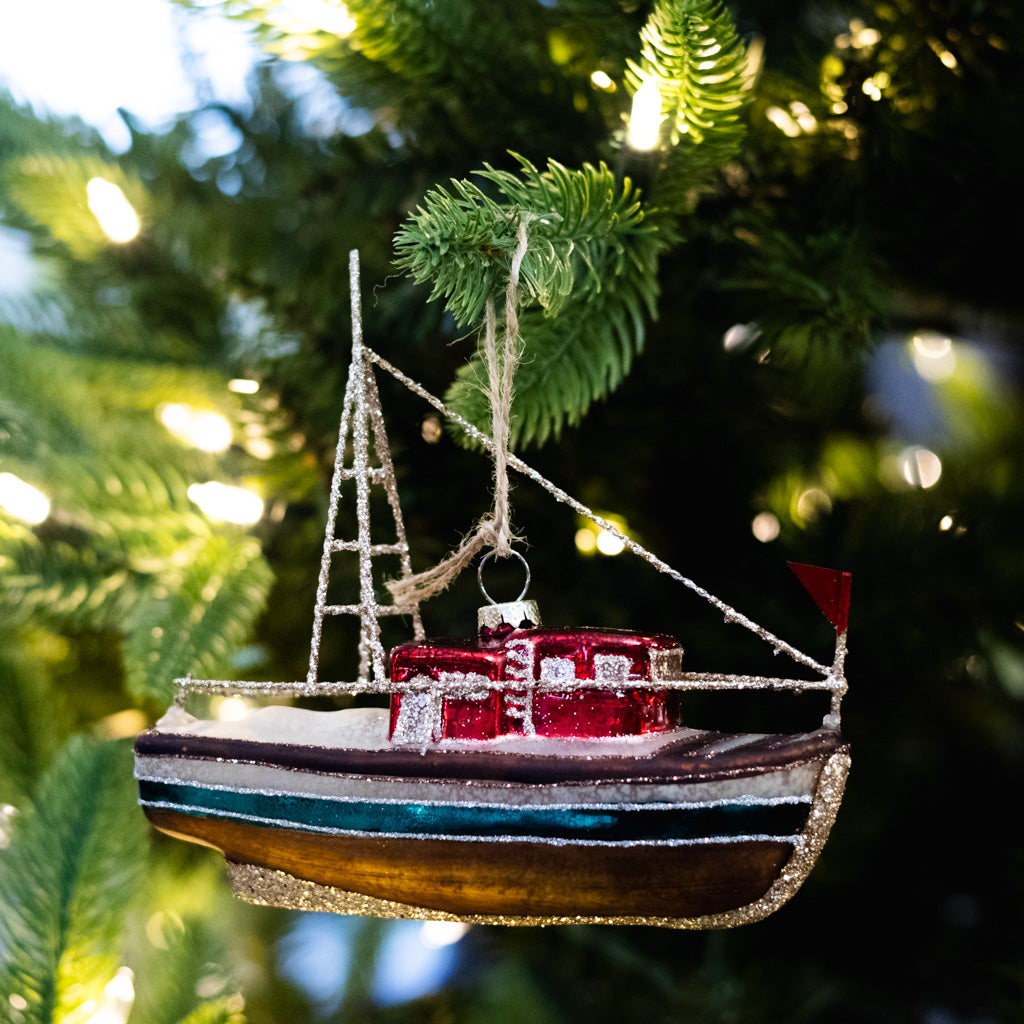 Glass Boat Ornament