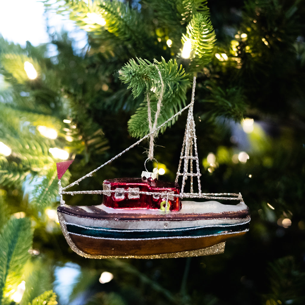 Glass Boat Ornament