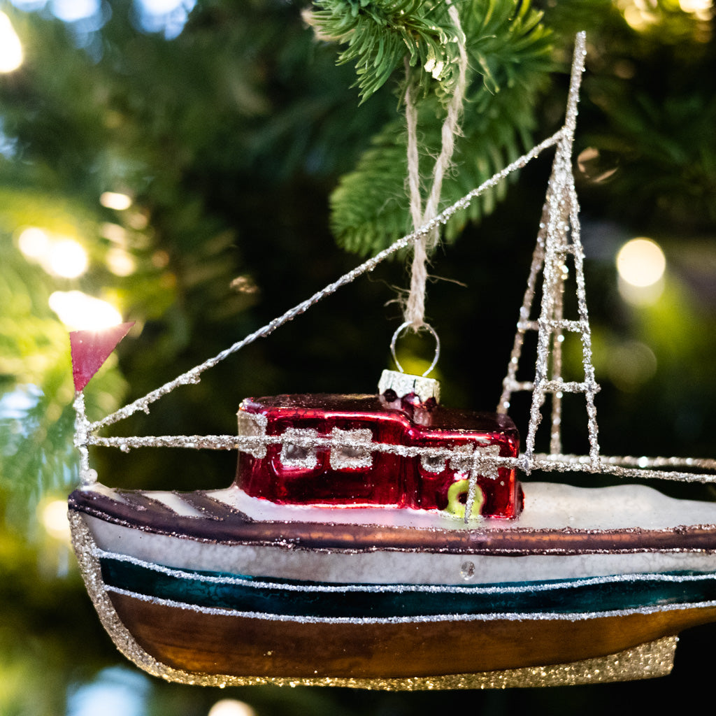 Glass Boat Ornament