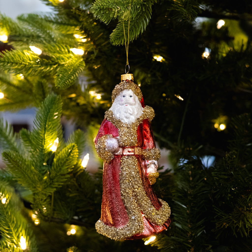Glass Santa Ornament