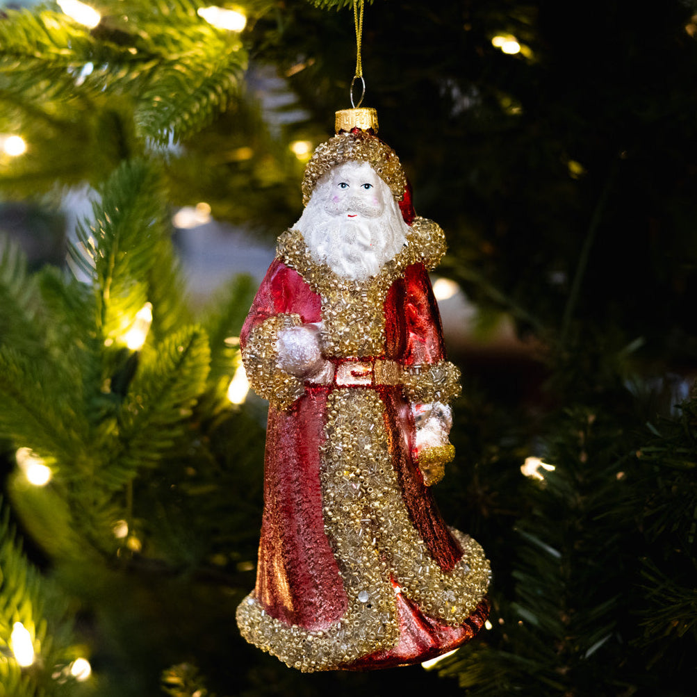 Glass Santa Ornament
