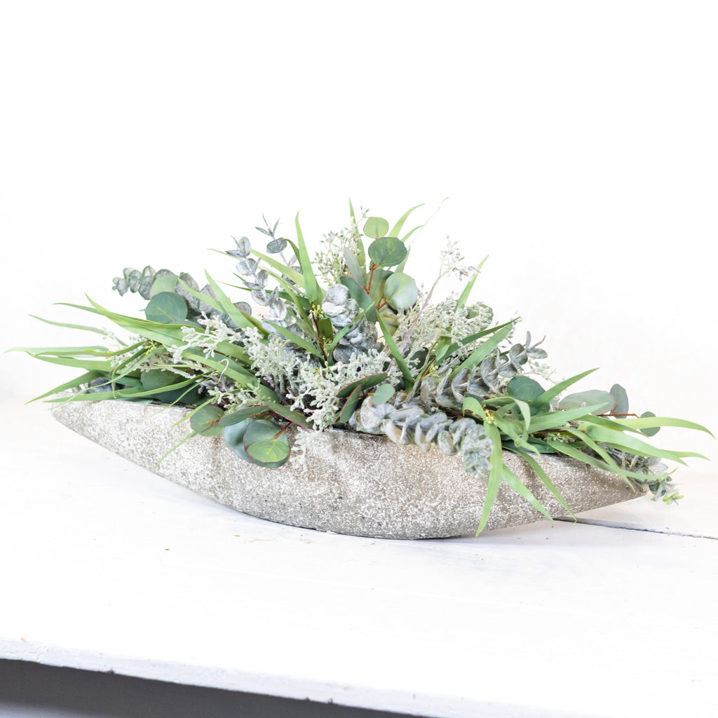 Faux Real Eucalyptus Blend Elongated Centerpiece Drop In