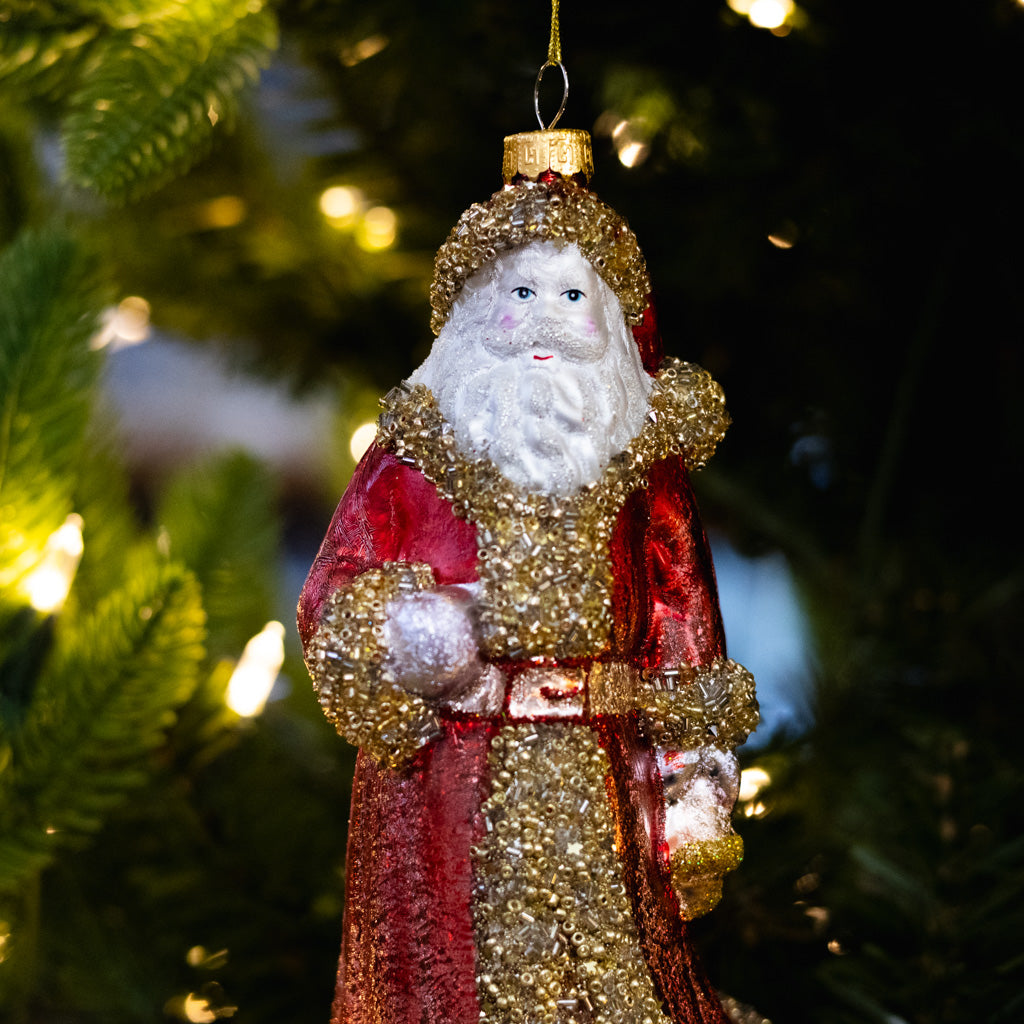 Glass Santa Ornament