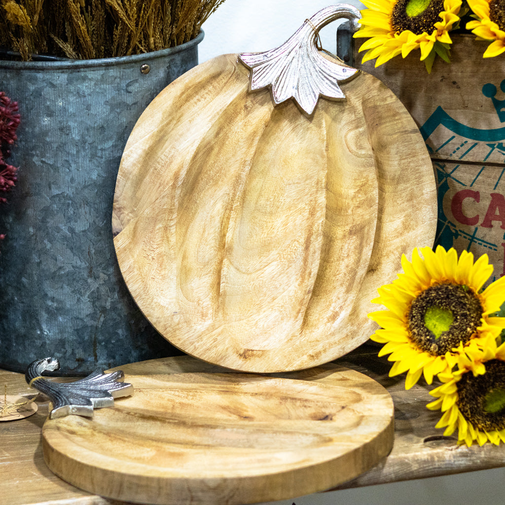 Pumpkin Plate Wood and Aluminum