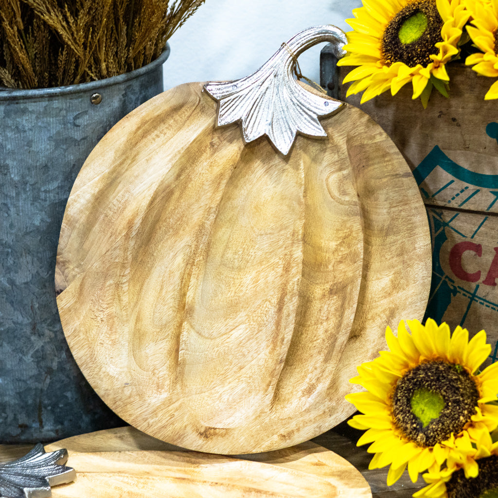 Pumpkin Plate Wood and Aluminum